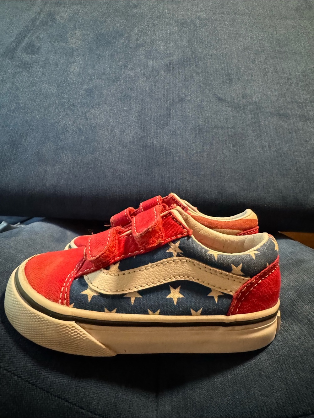 Vans Kids Red, Blue & White Star Strap Sneakers